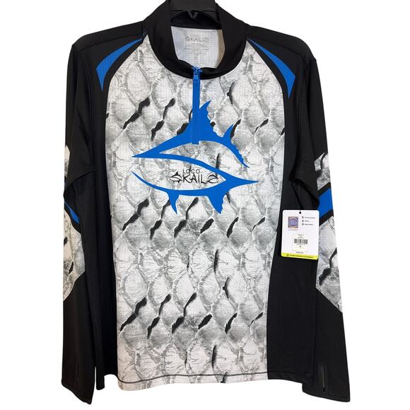 NWT LOCO SKAILZ Medium Performance Fishing Shirt Long Sleeve 1/4 Zip Thumb Hole - Picture 1 of 6